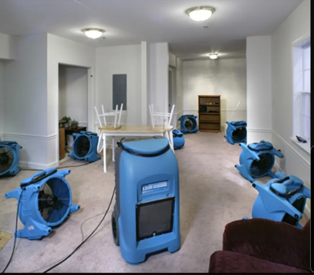 Air movers and dehumidifier setup for Water Damage Restoration in Ewa Beach