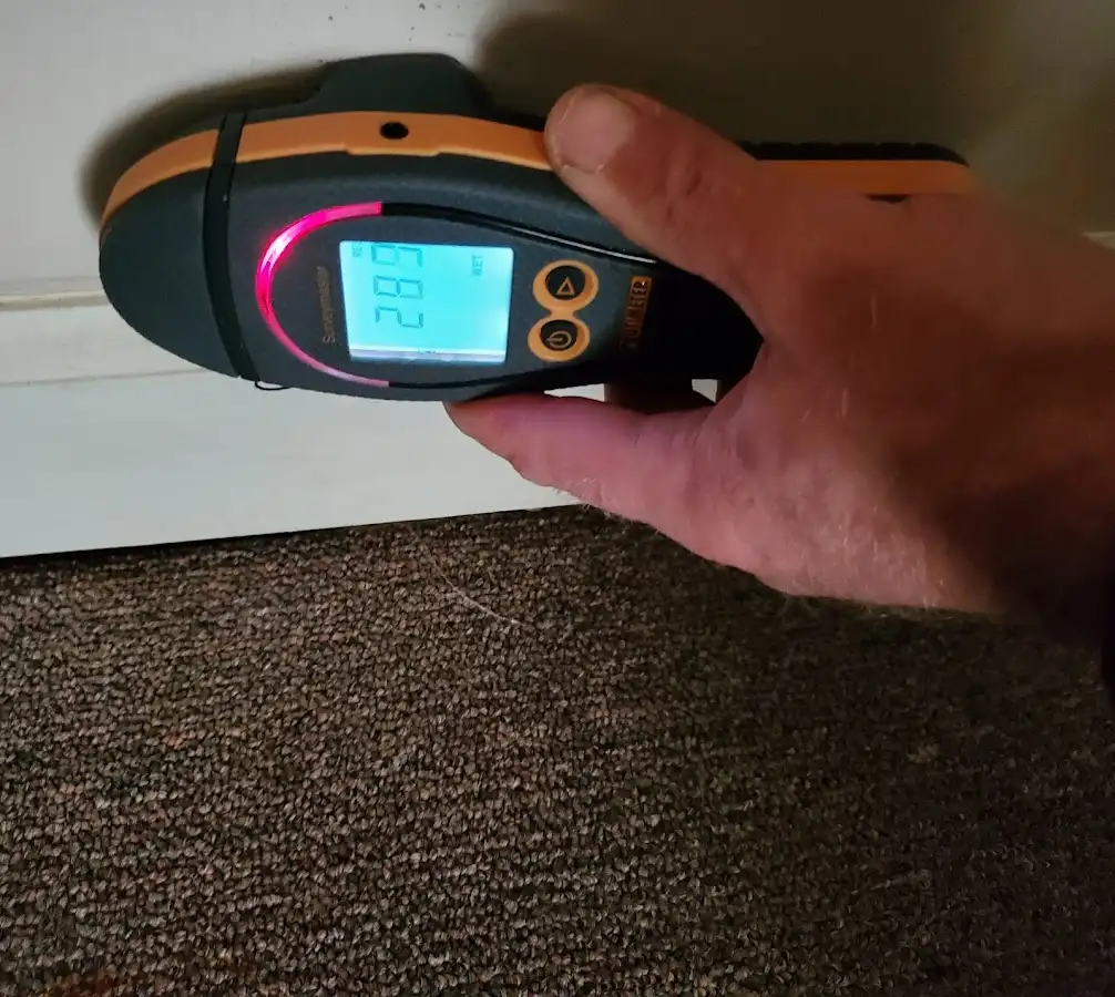 Moisture detection at baseboard during Mold Inspection & Testing in Ewa Beach